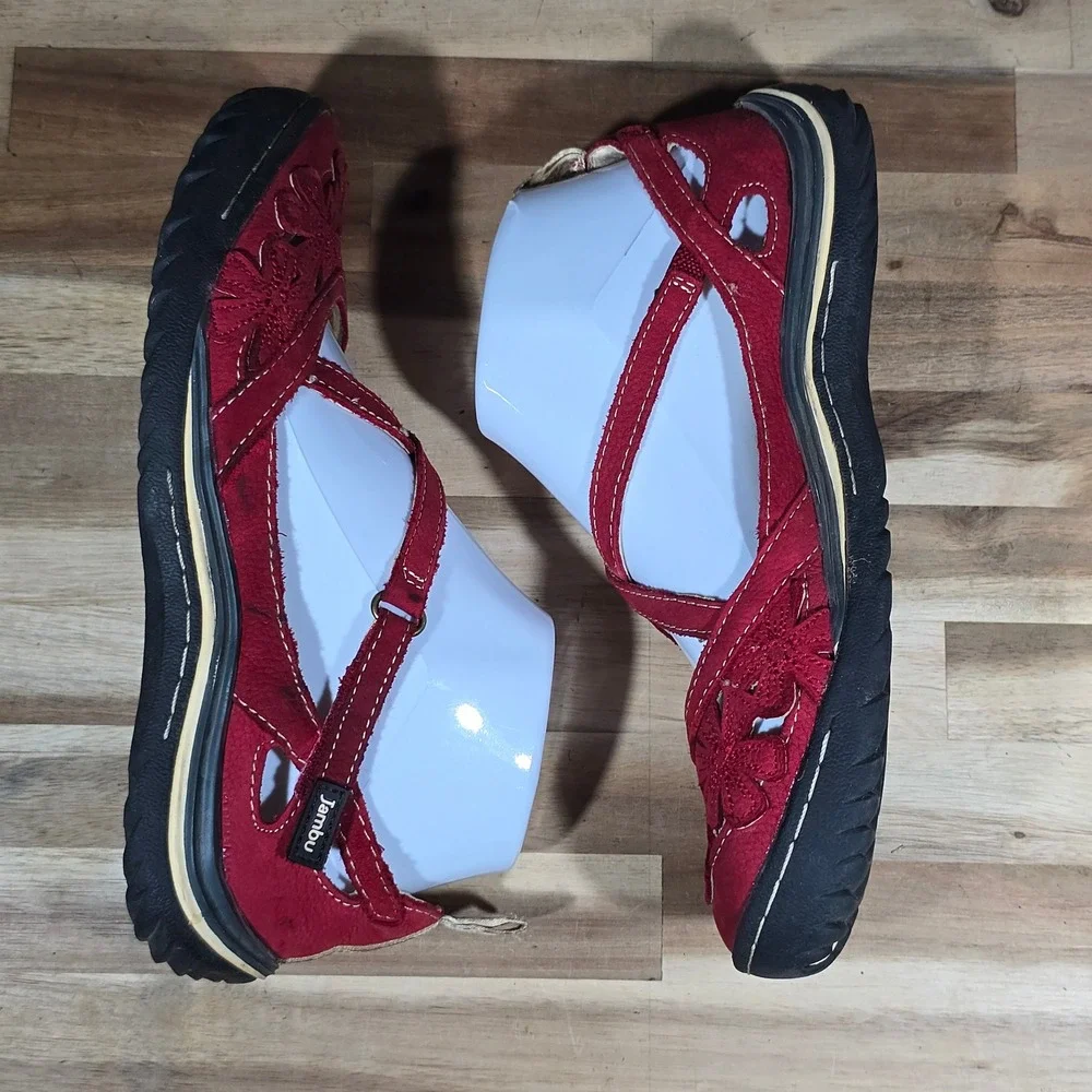 Jambu Red Floral Cutout Mary Jane Loafers - Picture 5 of 15